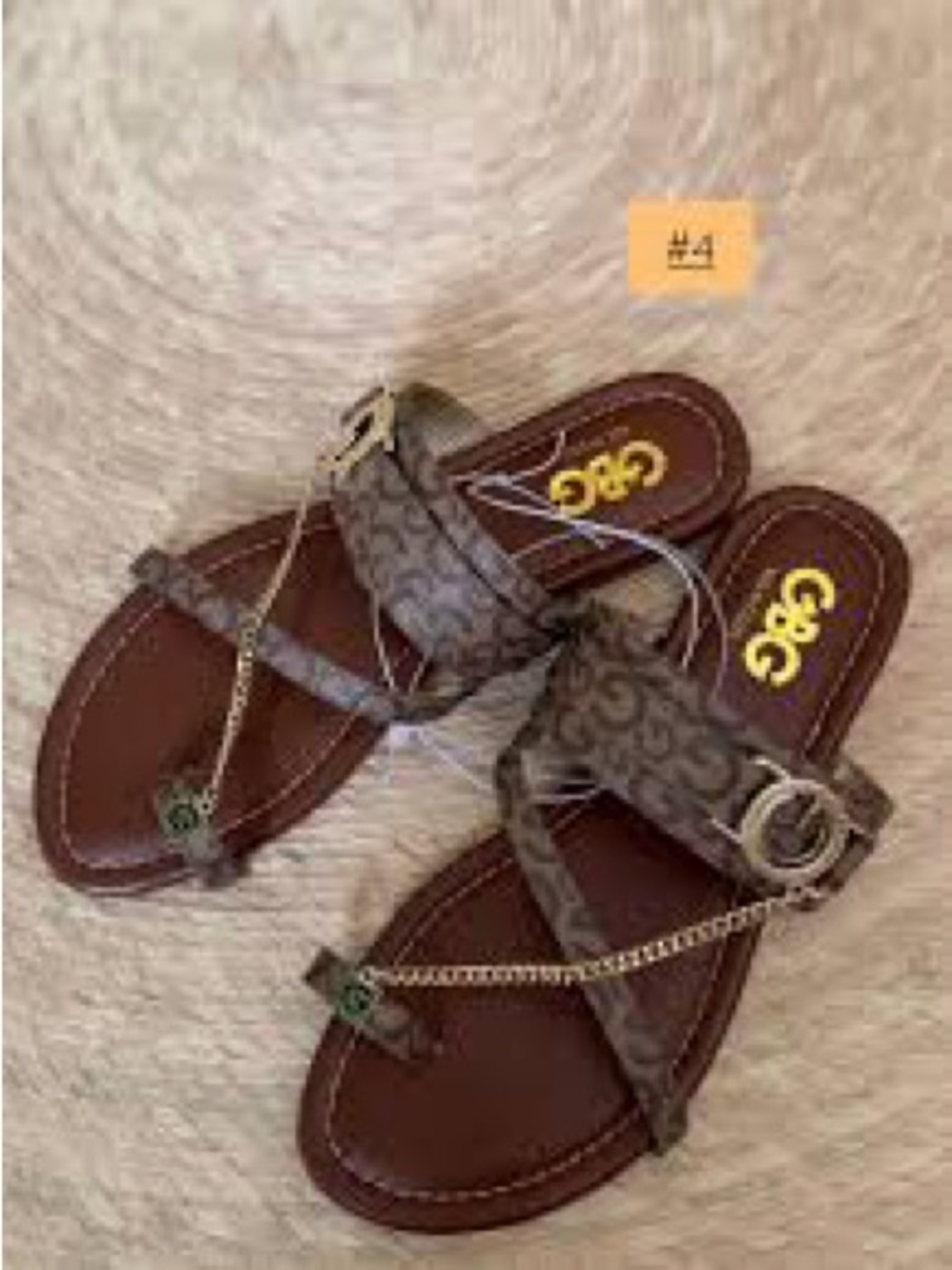 GBG Los Angeles Women's Thong Sandals Buckle Accent Brown Gold - US 7 M